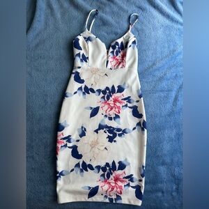 Guess Blue and Pink Floral Midi Dress